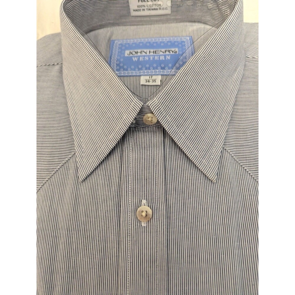 John Henry Western Long Sleeve Shirt Mens 17/34-35 Cotton Full Cut NWT Vintage